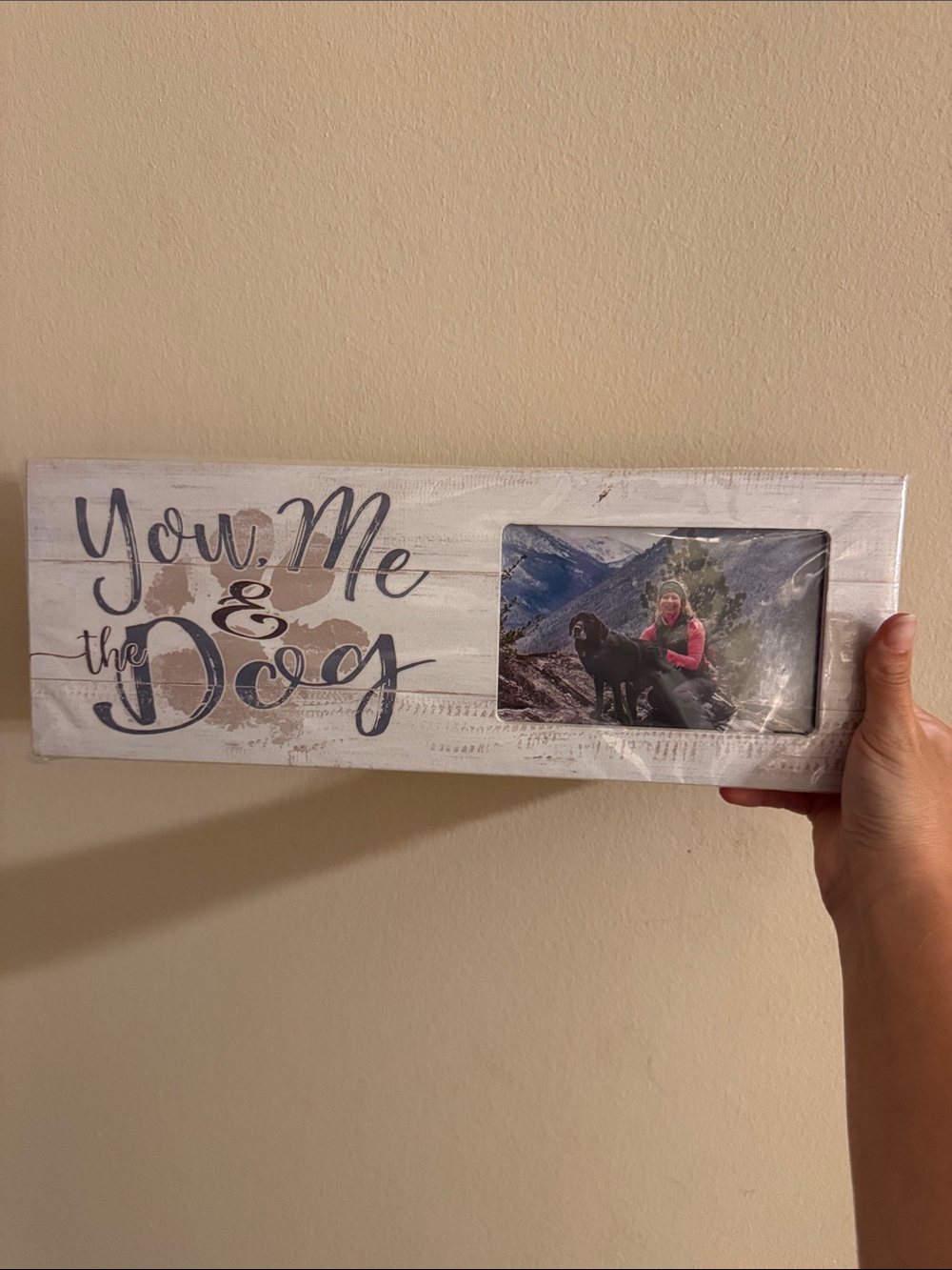 You, Me & the Dog Rustic White Photo Frame